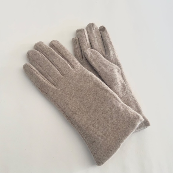 Luxury Cashmere Merino Wool Gloves Classic Beige Tan Winter Mitten Fleece lined - Picture 4 of 7